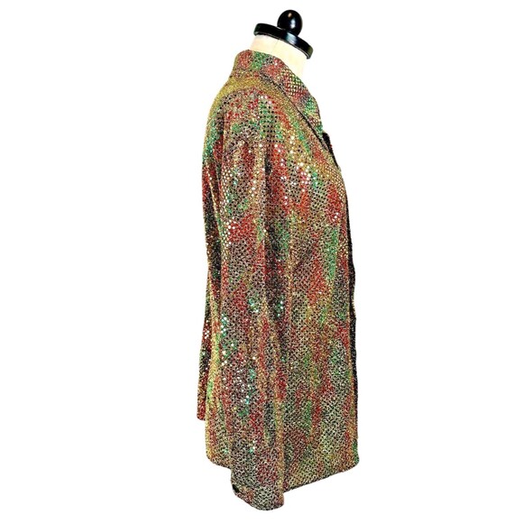 Vintage Gold Lame Sequin Disco Button Down Blouse - Picture 5 of 12